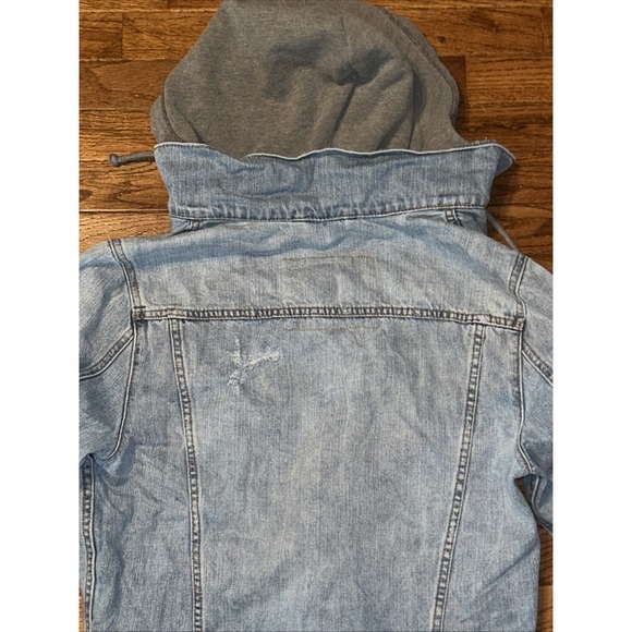 Abercrombie & Fitch Blue Jean Hooded Jacket Unisex Medium Distressed - Picture 5 of 5